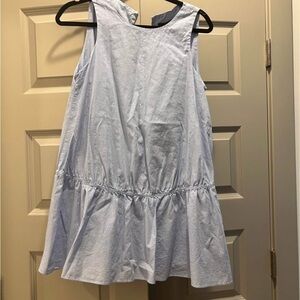 Zara Blue and White Ruffled Smocked Jumpsuit